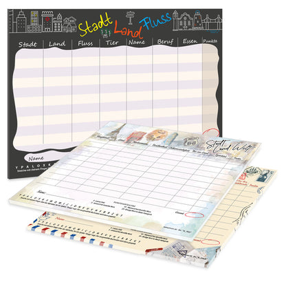 spielesammlung stadt land fluss, drei verschiedene varianten von stadt land fluss