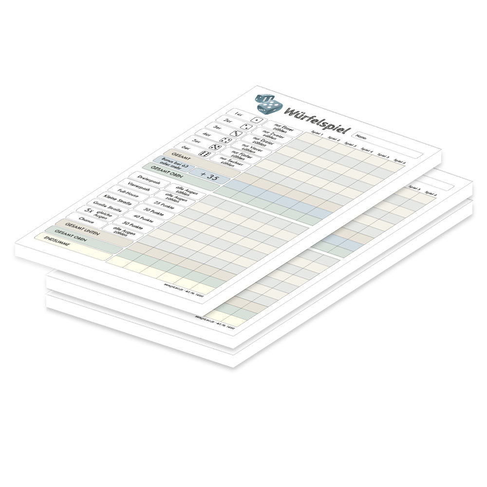 spielblock würfelspiel a5, 3 stück