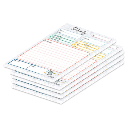 telefonnotizblock doodles, bunte optik, mit platz für datum, anruferinfos und anmerkungen, 5er set