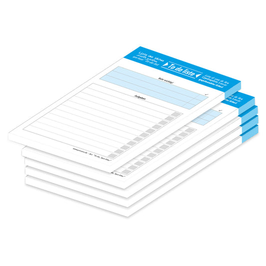 to do liste typo blau, a6, 5er set