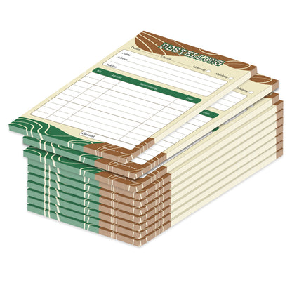 Bestellannahmeblock welle, a5, braun-grüne, platz für wichtige bestellinformationen wie kundendaten, artikeldaten, preis, uvm., 10er set