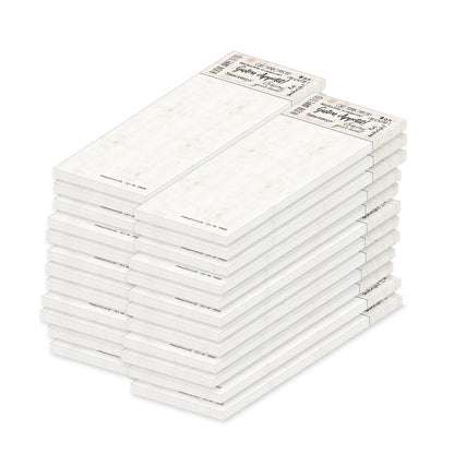 kellnerblock guten appetit, weiß, graue optik mit der aufschrift "guten appetit" in verschiedenen sprachen, 24er set