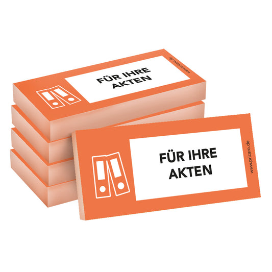 haftnotiz schmal, mit aufdruck "für ihre akten", orangene optik, 5er set