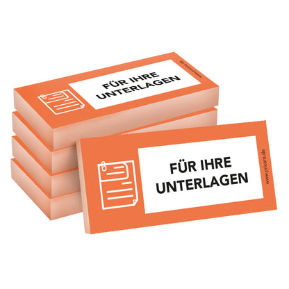 haftnotiz schmal, mit aufdruck "für ihre unterlagen", orangene optik, 5er set