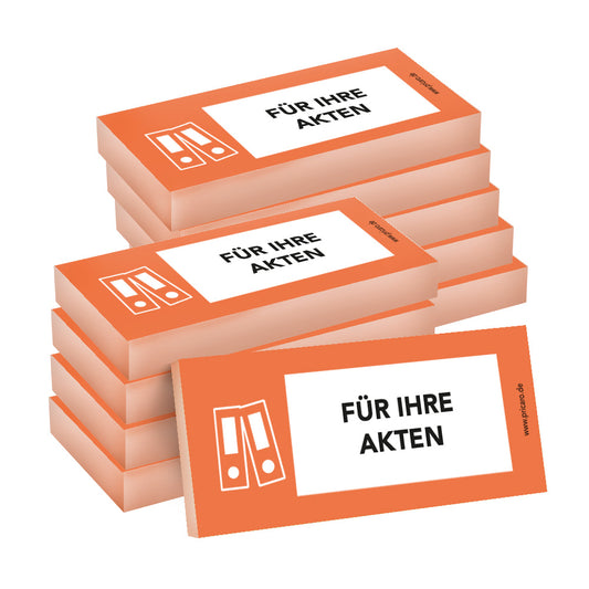 haftnotiz schmal, mit aufdruck "für ihre akten", orangene optik, 10er set