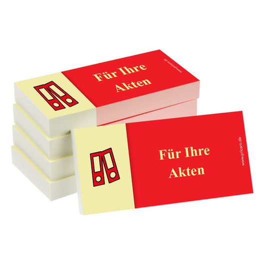 haftnotiz schmal, mit aufdruck "für ihre akten", rot-gelbe optik, 5er set