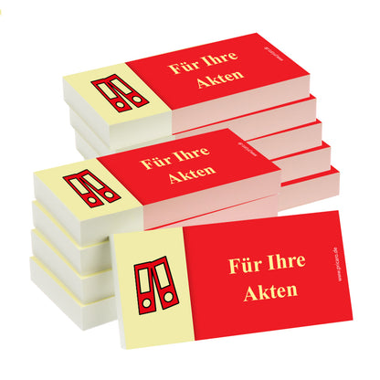 haftnotiz schmal, mit aufdruck "für ihre akten", rot-gelbe optik, 10er set