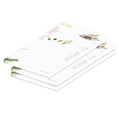 rezeptblock  spices, a4, englische sprachversion, weiße optik mit gewürzen, 3er set