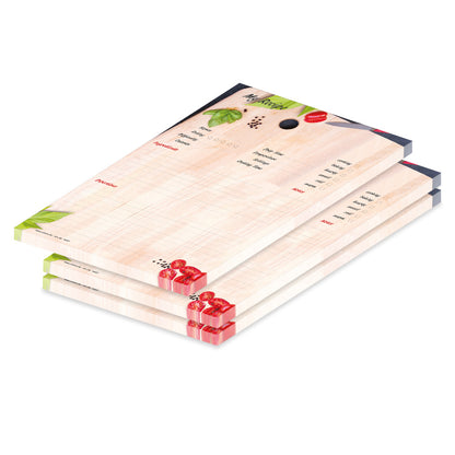 rezeptblock kitchen board, a4, englische sprachversion, optik eines holz küchenbretts mit gemüse, 3er set