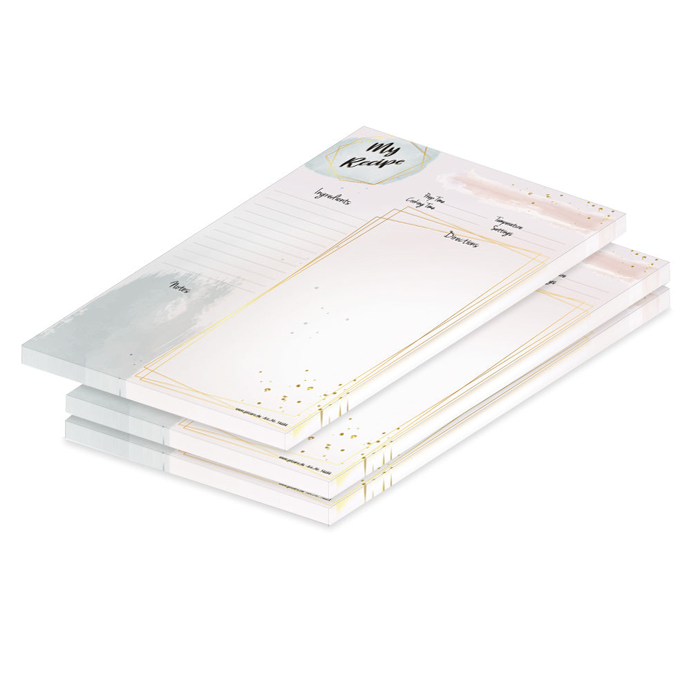 rezeptblock  golden dots, a4, englische sprachversion, rosa goldene optik, 3er set