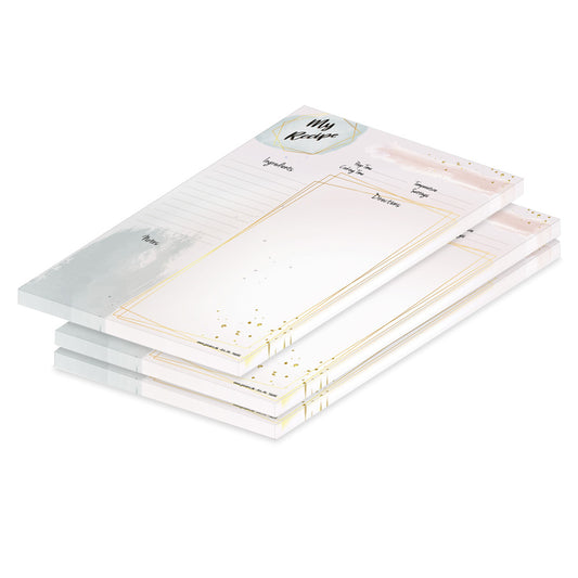 rezeptblock  golden dots, a4, englische sprachversion, rosa goldene optik, 3er set