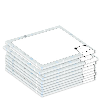 notizblock a7 eisbär, weiße optik mit hellblauem rahmen und kleinem eisbär gesicht, 10er set