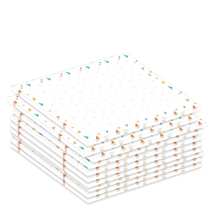notizblock a7 triangle, weiße optik mit rahmen aus bunten dreiecken, 10er set