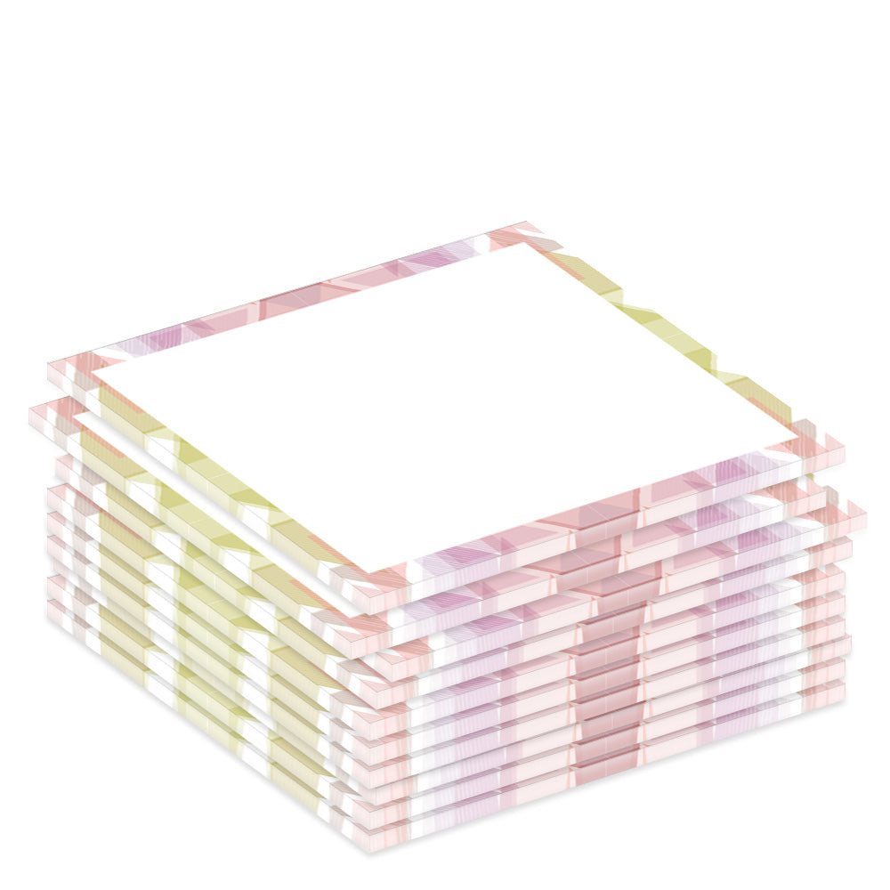 notizblock a7 mosaik, weiße optik mit gelb-rosa rahmen, 10er set