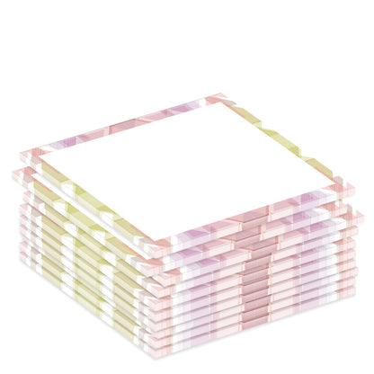 notizblock a7 mosaik, weiße optik mit gelb-rosa rahmen, 10er set