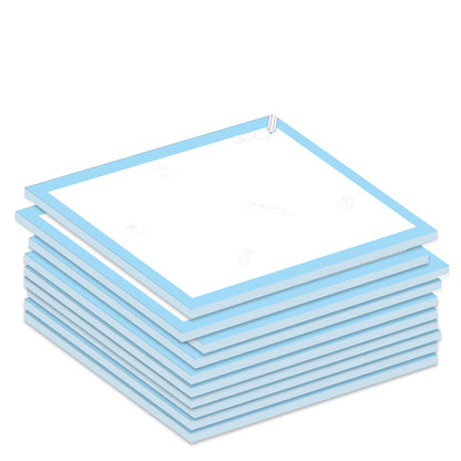 notizblock a7 allerlei, weiß-blaue optik mit blauem rahmen und kleinem aufgedruckten bleistift, 10er set