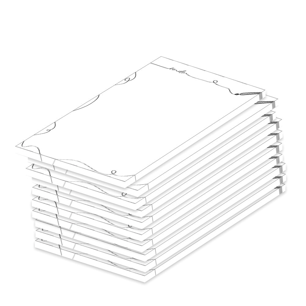 notizblock a7 pen, weiße optik mit kleinem aufgedruckten schwarzen füller, 10er set