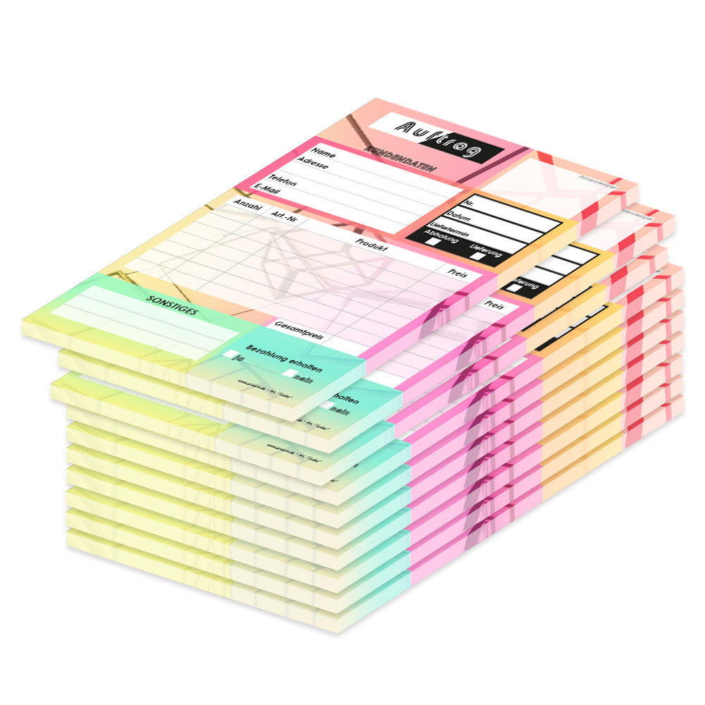Bestellannahmeblock today, a5, bunte optik, modernes design, platz für wichtige bestellinformationen wie kundendaten, artikeldaten, preis, uvm., 10er set