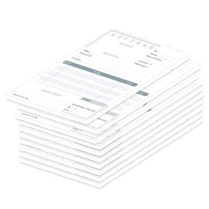 Bestellannahmeblock basic, a5, grau-weiße optik , schlichtes design, platz für wichtige bestellinformationen wie kundendaten, artikeldaten, preis, uvm., 10er set