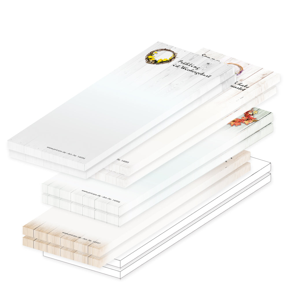 PRICARO Notizblock Frühling, Sommer, Herbst und Winter magnetisch, 62x148 mm, 10 Stück