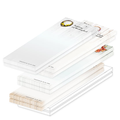 PRICARO Notizblock Frühling, Sommer, Herbst und Winter magnetisch, 62x148 mm, 10 Stück