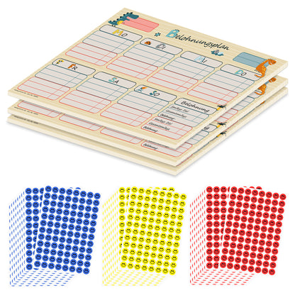 belohnungsplan beige, beige bunte optik, geeignet für bis zu zwei kinder, 3er set mit aufklebern