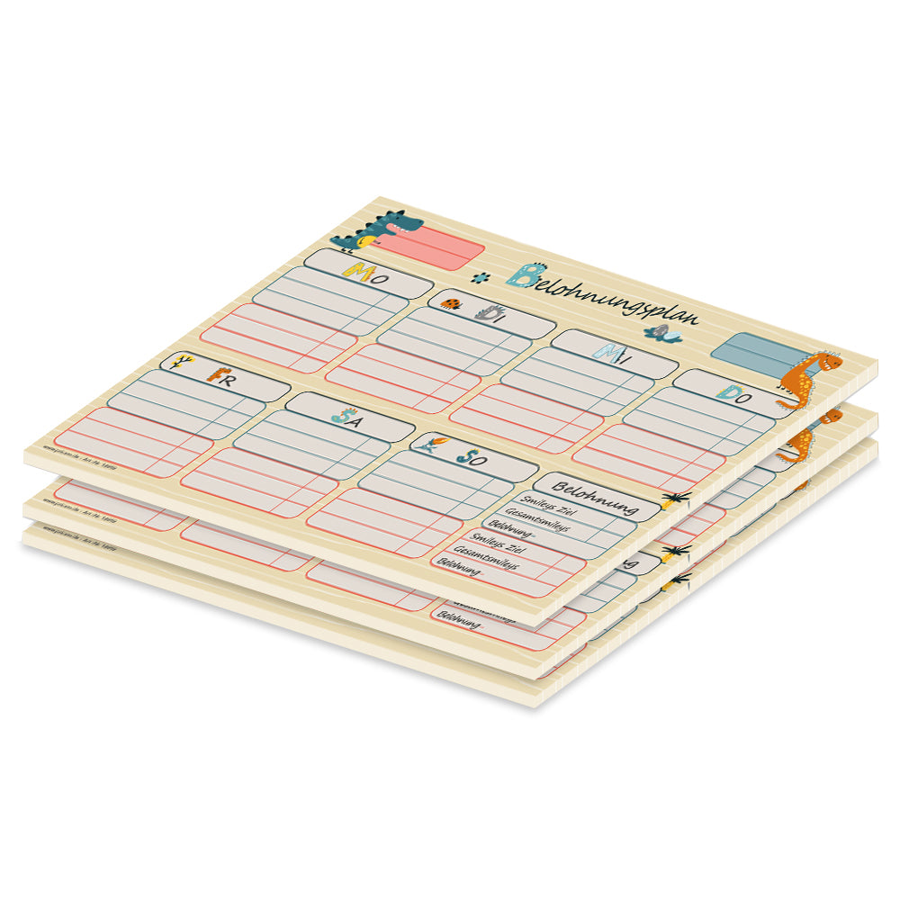 belohnungsplan beige, beige bunte optik, geeignet für bis zu zwei kinder, 3er set