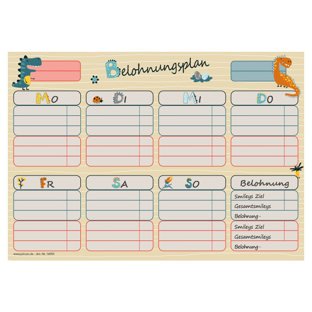 belohnungsplan beige, beige bunte optik, geeignet für bis zu zwei kinder, front ansicht