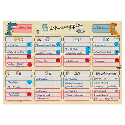 belohnungsplan beige, beige bunte optik, geeignet für bis zu zwei kinder, ausfüllbeispiel