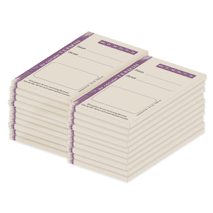terminblöcke brushed, beige-lilafarbene optik, felder mo-sa zum ankreuzen, spalten für datum und uhrzeit, freifeld für einen stempel, 20er set