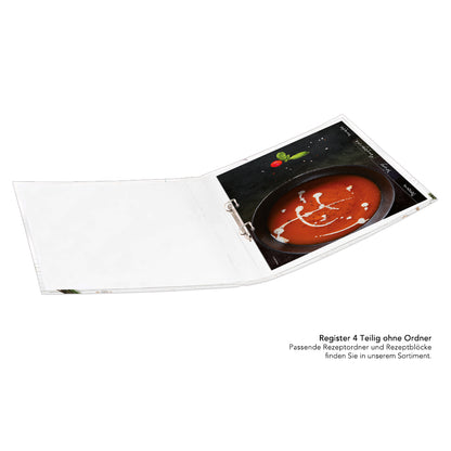 rezeptregister gourmet, schwarz-bunte optik, eingeheftet in ordner