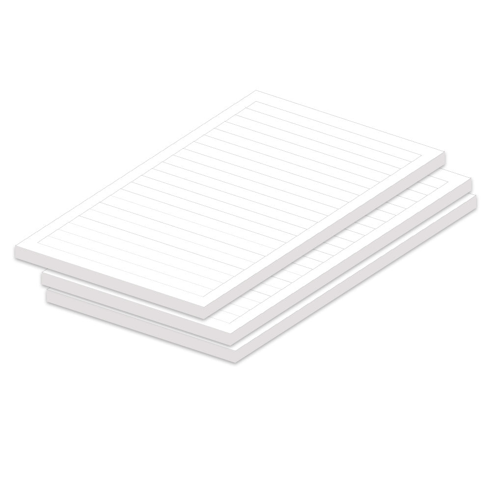 notizblock a5, liniert, weiß mit linien, 5er set