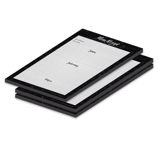 rezeptblock doodles a4, grau schwarze optik, mit platz für zubereitungsschitte, zutaten und notizen,3er set