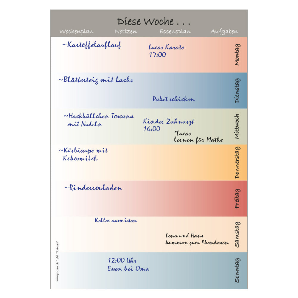 wochenplaner colours a5, ausfüllbeispiel