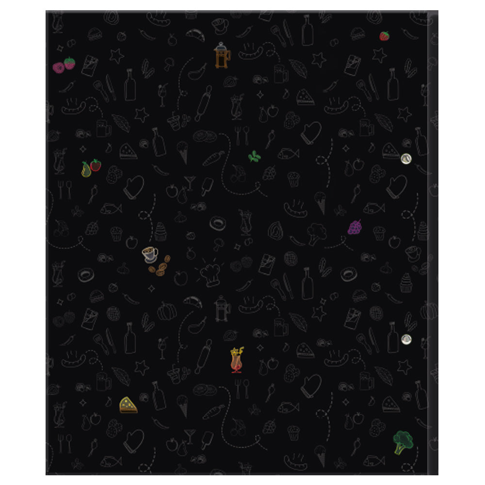 rezeptordner doodles a4, ansicht rückseite, schwarze optik