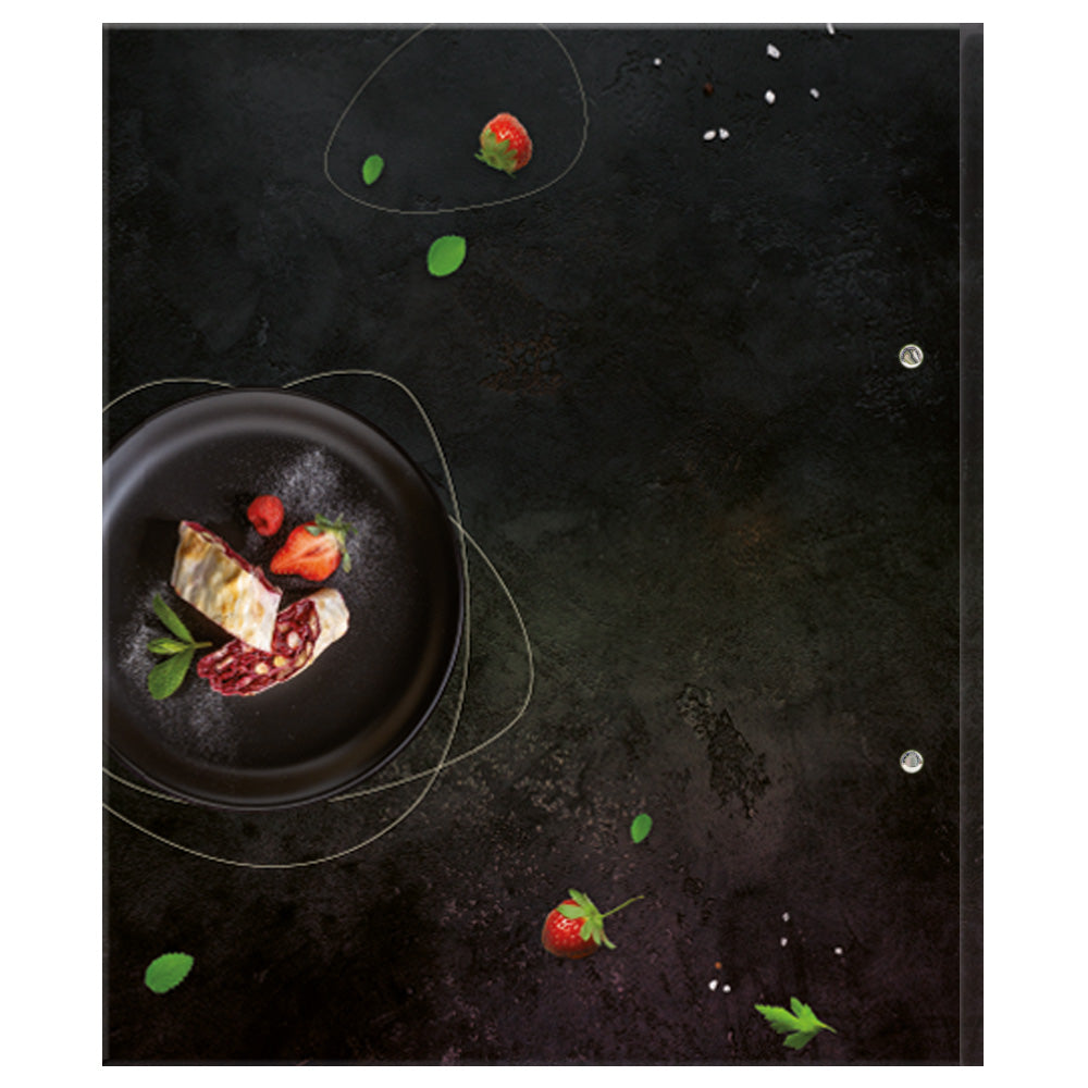 rezeptordner gourmet, a4, schwarz-bunte optik rückseite mit nachspeise ohne aufschrift 
