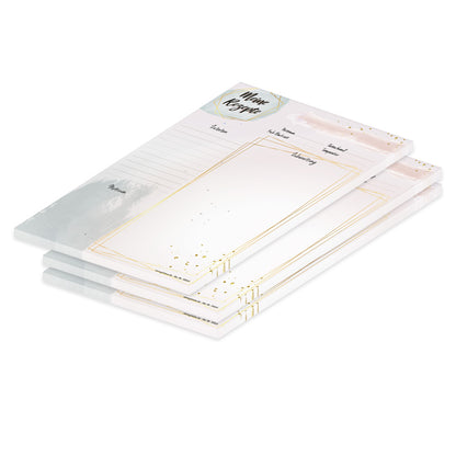 rezeptblock golden dots a4, rose goldene optik, mit platz für zubereitungsschitte, zutaten und notizen, 3er set