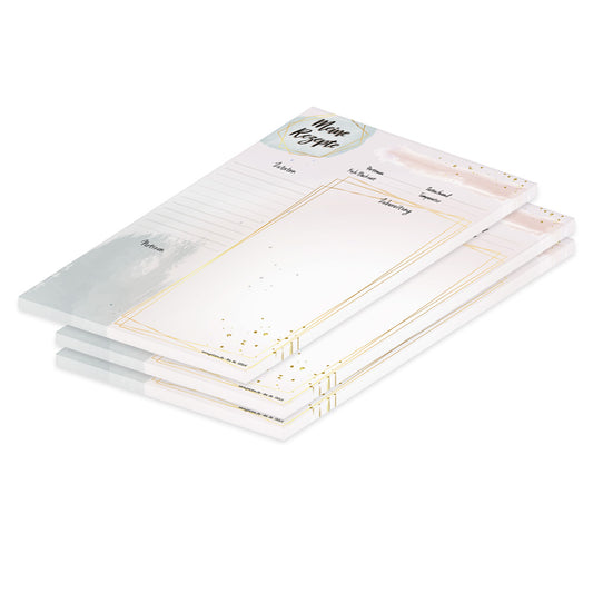 rezeptblock golden dots a4, rose goldene optik, mit platz für zubereitungsschitte, zutaten und notizen, 3er set