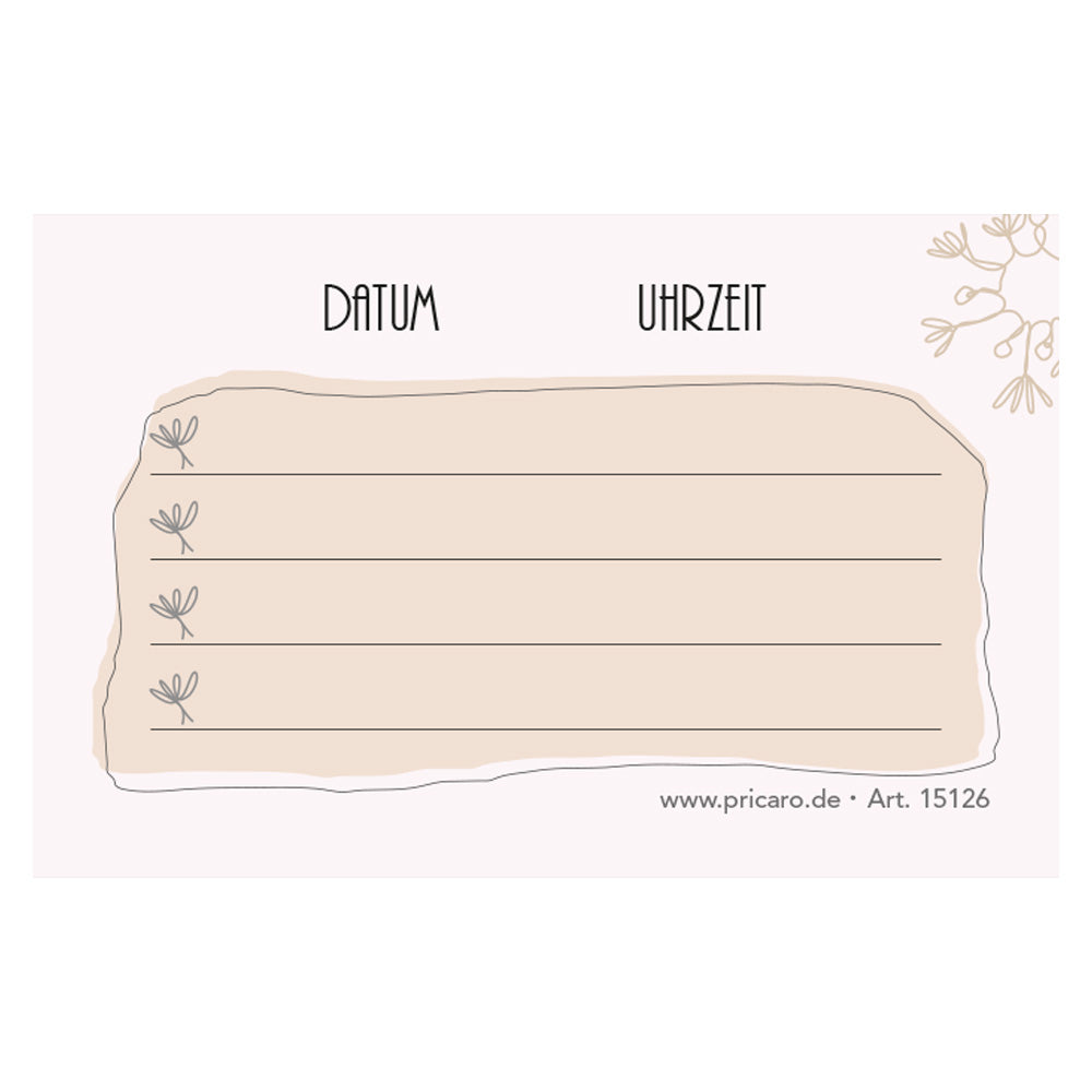 terminkarte kontur, rosa optik, rückseite bietet platz für vier termine mit datum und uhrzeit