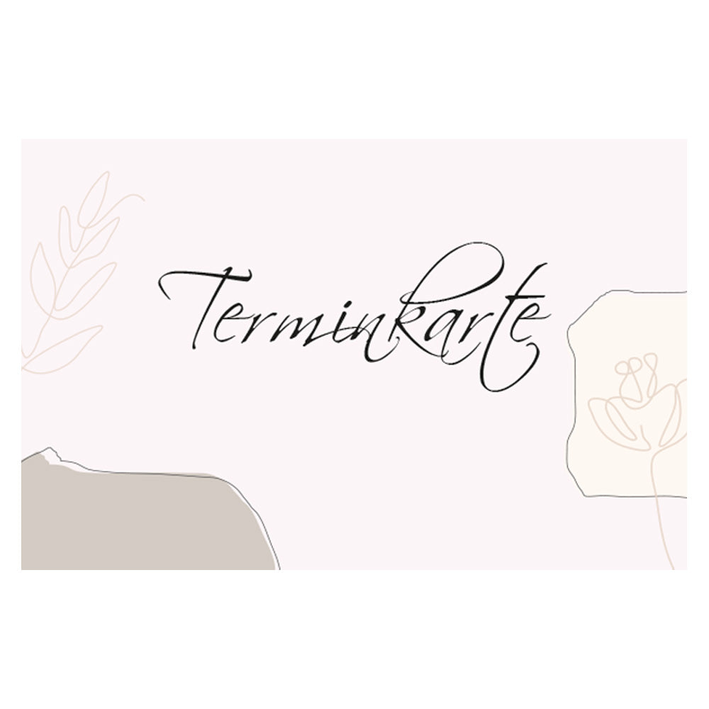 terminkarte kontur, rosa optik, vorderseite mit aufschrift "terminkarte"