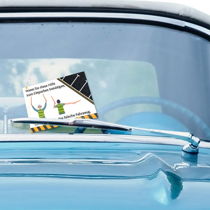 flyer scheisse geparkt "einparken" mit der aufschrift " wenn sie hilfe beim einparken benötigen", an windschutzscheibe