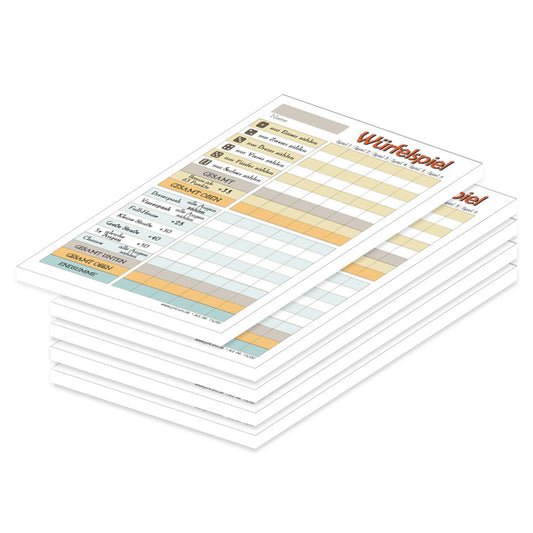 würfelspiel orange, a6, 5 stück