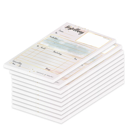 Bestellannahmeblock golden dots, a6, rosa optik mit goldenen punkten, modernes design, platz für wichtige bestellinformationen wie kundendaten, artikeldaten, preis, uvm., 10er set