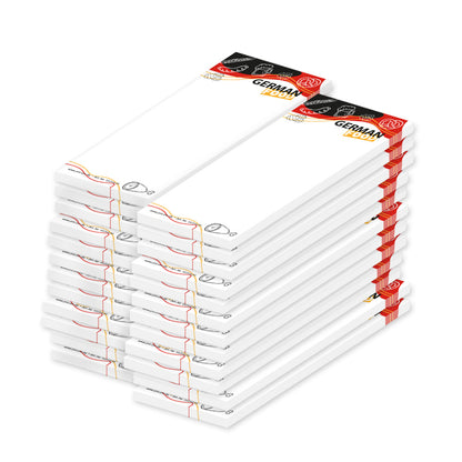 kellnerblock german food, weiß,schwarz, rote optik mit verschiedenen lebensmittelmotiven und der aufschrift "german food", 24er set