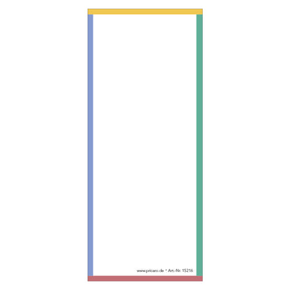 kellnerblock frame, frontansicht, weiße optik mit farbigem rahmen (blau, grün, gelb, rot)