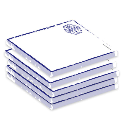 haftnoitzen"stempel blau", 100x70, weiß-blau mit blauem rahmen und aufdruck in form eines stempels mit aufschrift nicht vergessen, 5er set