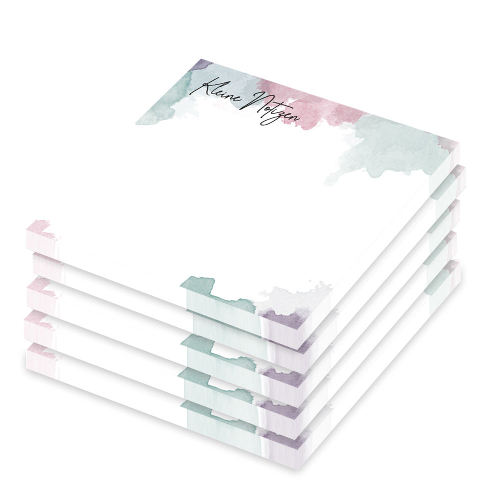 haftnotiz aquarell, 70x70, 5er set bunte aquarell optik mit aufschrift kleine notizen