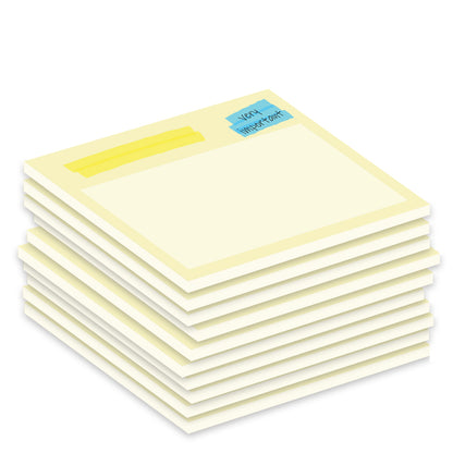 notizblock "textmarker", a7, gelb mit aufdruck very important, 10er set