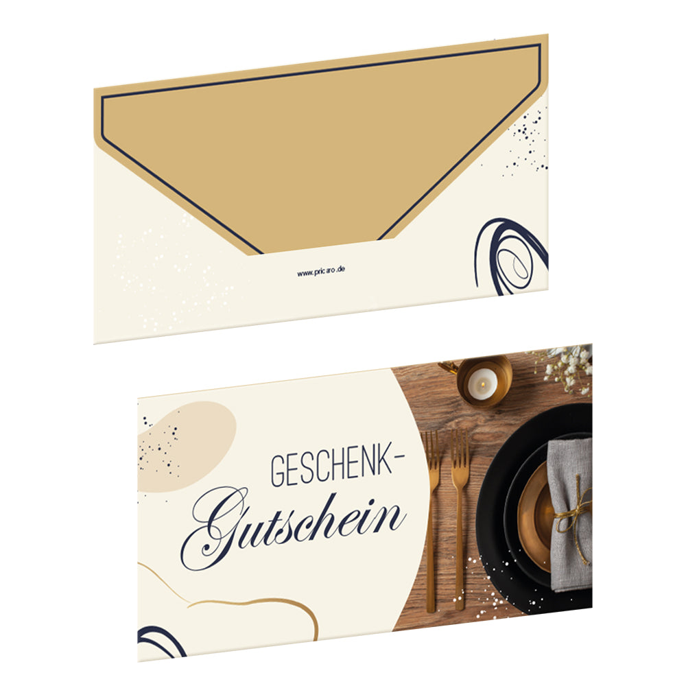 gastro-gutschein elegant, vorderseite und rückseite