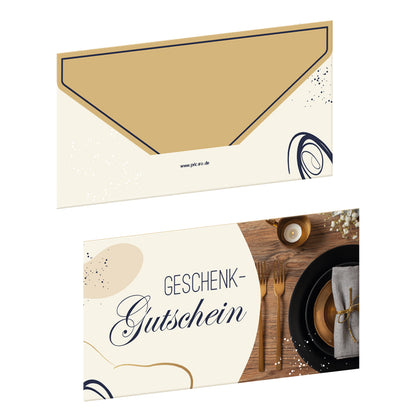 gastro-gutschein elegant, vorderseite und rückseite